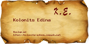 Kolonits Edina névjegykártya